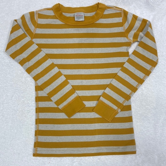 Hanna Andersson snug fit organic long sleeve gold striped pajama top size 8 - Picture 1 of 5